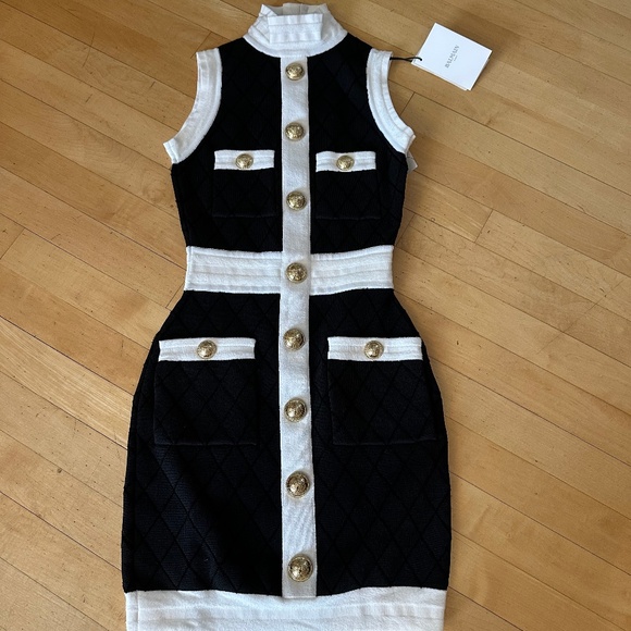 NEW Balmain Paris Navy knit body con dress, XS, - Picture 2 of 4